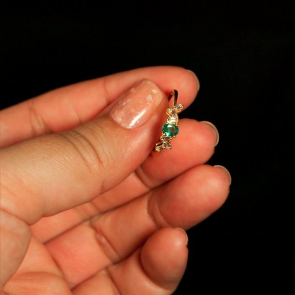 Natural Alexandrite June Birthstone 18K Yellow Gold Stackable Ring - Picture 4 of 5